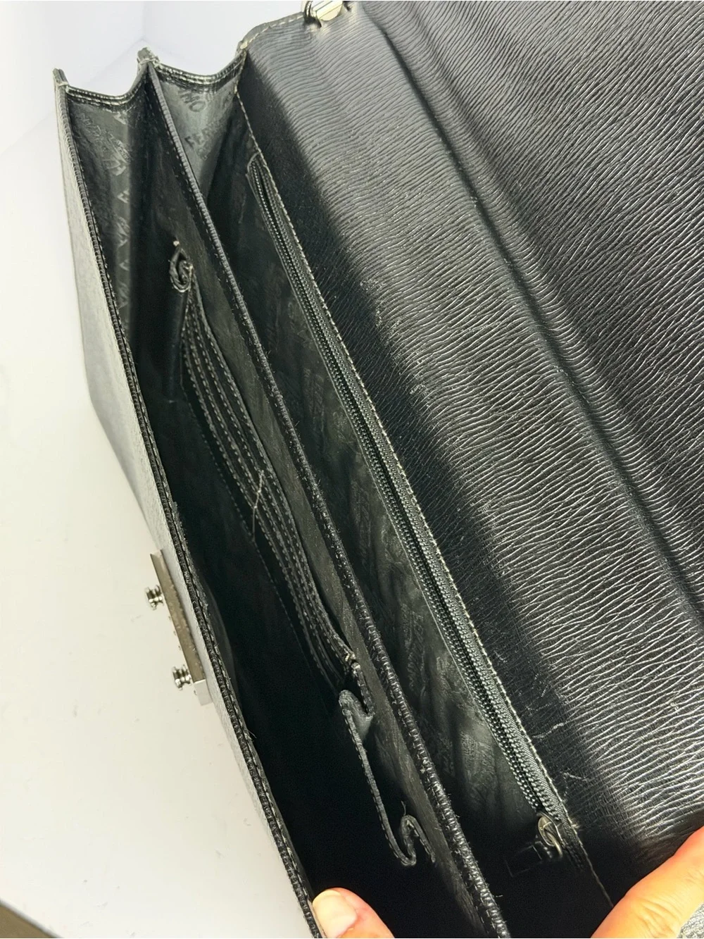 Salvatore Ferragamo Black Leather Sturdy Briefcase Business Bag